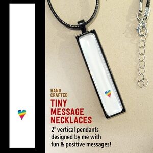 Rainbow Heart Pride Vertical Pendant Necklace
